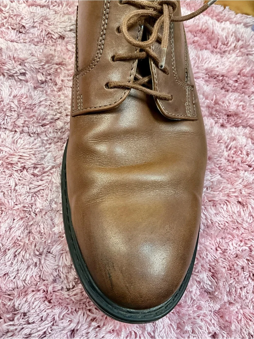 Bostonian Brown Leather Plain-Toe Derby Shoes
